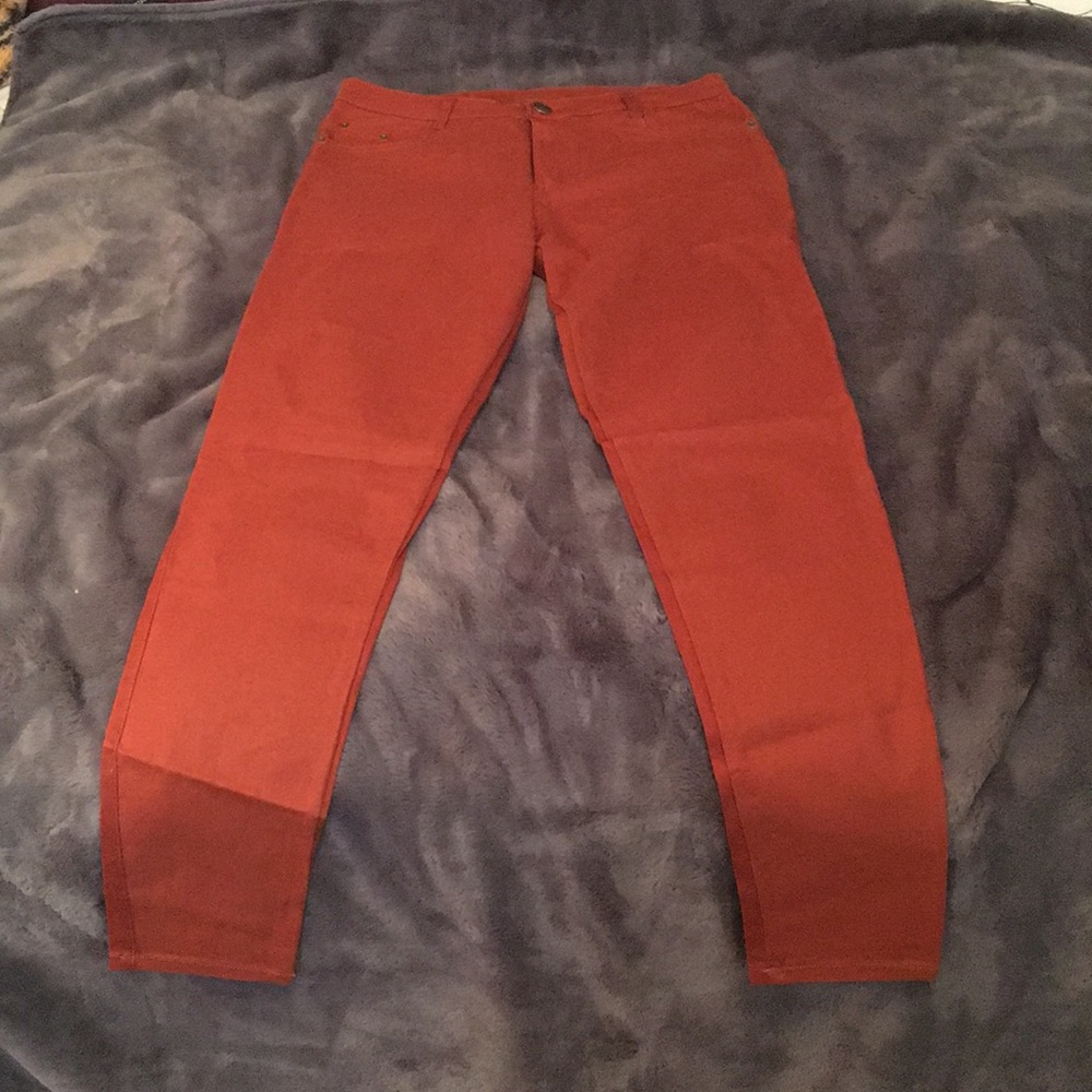 Rust colored skinny jeans